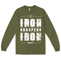 Army Green iron sharpens iron proverbs christian bible verse religious pullover h Long Sleeve Tee - linhVisuals