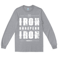 Heather Grey iron sharpens iron proverbs christian bible verse religious pullover h Long Sleeve Tee - linhVisuals