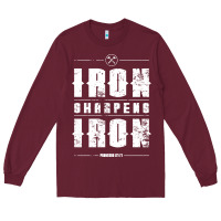Burgundy iron sharpens iron proverbs christian bible verse religious pullover h Long Sleeve Tee - linhVisuals