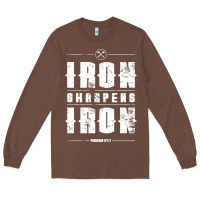 Chestnut iron sharpens iron proverbs christian bible verse religious pullover h Long Sleeve Tee - linhVisuals
