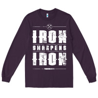 Plum iron sharpens iron proverbs christian bible verse religious pullover h Long Sleeve Tee - linhVisuals