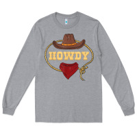 Heather Grey howdy shirt western rodeo country cowboy texan t shirt Long Sleeve Tee - linhVisuals