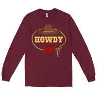 Burgundy howdy shirt western rodeo country cowboy texan t shirt Long Sleeve Tee - linhVisuals