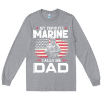 Heather Grey my favorite marine calls me dad t  shirt father's day flag my favorite Long Sleeve Tee - linhVisuals