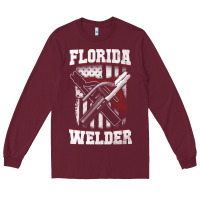 Burgundy welding longsleeves t shirt florida fl american welder gifts Long Sleeve Tee - linhVisuals