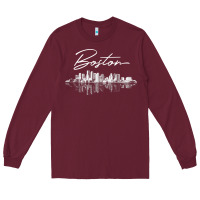 Burgundy boston skyline t shirt for women, men, girls & boys Long Sleeve Tee - linhVisuals