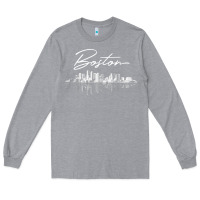 Heather Grey boston skyline t shirt for women, men, girls & boys Long Sleeve Tee - linhVisuals