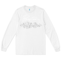 White boston skyline t shirt for women, men, girls & boys Long Sleeve Tee - linhVisuals