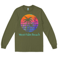 Army Green west palm beach tropical t shirt for family vacations Long Sleeve Tee - linhVisuals