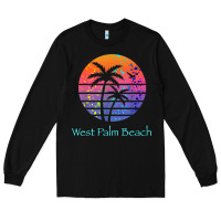 Black west palm beach tropical t shirt for family vacations Long Sleeve Tee - linhVisuals