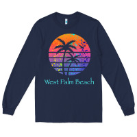 Navy west palm beach tropical t shirt for family vacations Long Sleeve Tee - linhVisuals
