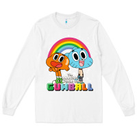 White cn the amazing world of gumball & darwin rainbow portrait pullover hoo Long Sleeve Tee - linhVisuals