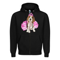 Black Balerina beagle with tutu Zipper Hoodie - RanaPortraitStore