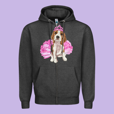 Balerina Beagle With Tutu Zipper Hoodie Designed By Ranaportraitstore