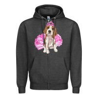 Charcoal Heather Balerina beagle with tutu Zipper Hoodie - RanaPortraitStore