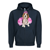 Navy Balerina beagle with tutu Zipper Hoodie - RanaPortraitStore