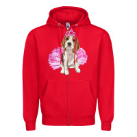 Red Balerina beagle with tutu Zipper Hoodie - RanaPortraitStore