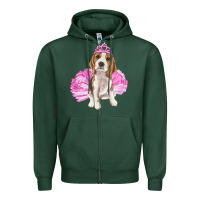 Sports Green Balerina beagle with tutu Zipper Hoodie - RanaPortraitStore