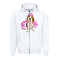 White Balerina beagle with tutu Zipper Hoodie - RanaPortraitStore