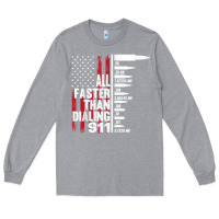 Heather Grey all faster than dialing 911 american flag gun lover for men t shirt Long Sleeve Tee - linhVisuals