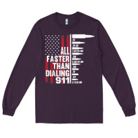 Plum all faster than dialing 911 american flag gun lover for men t shirt Long Sleeve Tee - linhVisuals