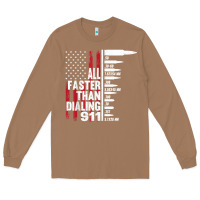Toasted Coconut all faster than dialing 911 american flag gun lover for men t shirt Long Sleeve Tee - linhVisuals