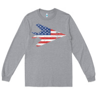 Heather Grey f 117 stealth nighthawk aircraft american flag f117 t shirt Long Sleeve Tee - linhVisuals
