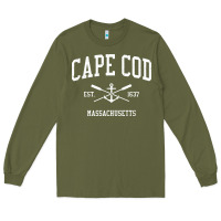 Cape Cod Ma Vintage Crossed Oars & Boat Anchor Sports Sweatshirt Long Sleeve Tee | Teevron
