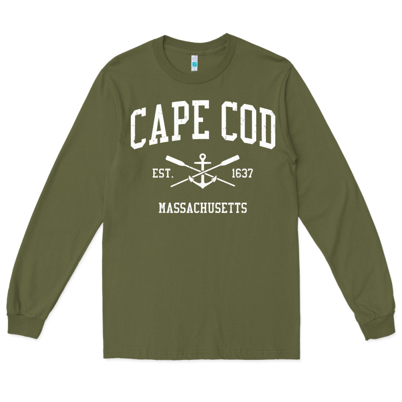 Cape Cod Ma Vintage Crossed Oars & Boat Anchor Sports Sweatshirt Long Sleeve Tee by linhVisuals | Teevron
