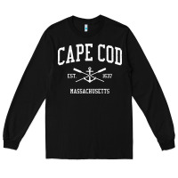 Black cape cod ma vintage crossed oars & boat anchor sports sweatshirt Long Sleeve Tee - linhVisuals