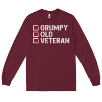 Burgundy grumpy old veteran patriotic american military veteran t shirt Long Sleeve Tee - linhVisuals
