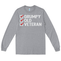 Heather Grey grumpy old veteran patriotic american military veteran t shirt Long Sleeve Tee - linhVisuals