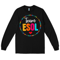 Black back to school teachers crew students   team esol teacher t shirt Long Sleeve Tee - linhVisuals