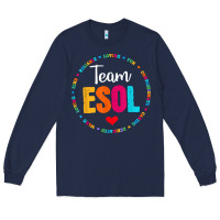 Navy back to school teachers crew students   team esol teacher t shirt Long Sleeve Tee - linhVisuals