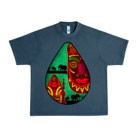 Midnight Navy african masks teardrop  3 Urban Heavy Tee - BundleAndBundleShop