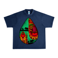 Navy african masks teardrop  3 Urban Heavy Tee - BundleAndBundleShop