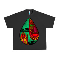 Pigment Black african masks teardrop  3 Urban Heavy Tee - BundleAndBundleShop
