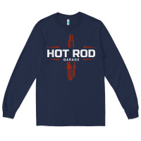 Navy hot rod garage custom retro classic car spark plug t shirt Long Sleeve Tee - linhVisuals