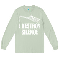 Matcha Saxophone I Destroy Silence Saxophonist | For Musicians Long Sleeve Tee - linhVisuals