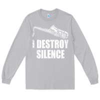 Moon Dust Saxophone I Destroy Silence Saxophonist | For Musicians Long Sleeve Tee - linhVisuals