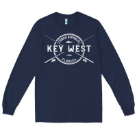 Navy key west fl vintage crossed fishing rods t shirt Long Sleeve Tee - linhVisuals