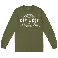 Army Green key west fl vintage crossed fishing rods t shirt Long Sleeve Tee - linhVisuals