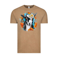 Vintage Coffee Daisy Goat With Background Vintage Tee - RanaPortraitStore