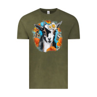 Vintage Olive Daisy Goat With Background Vintage Tee - RanaPortraitStore