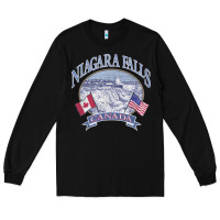 Black americana niagara falls scene canada america flags sweatshirt Long Sleeve Tee - linhVisuals