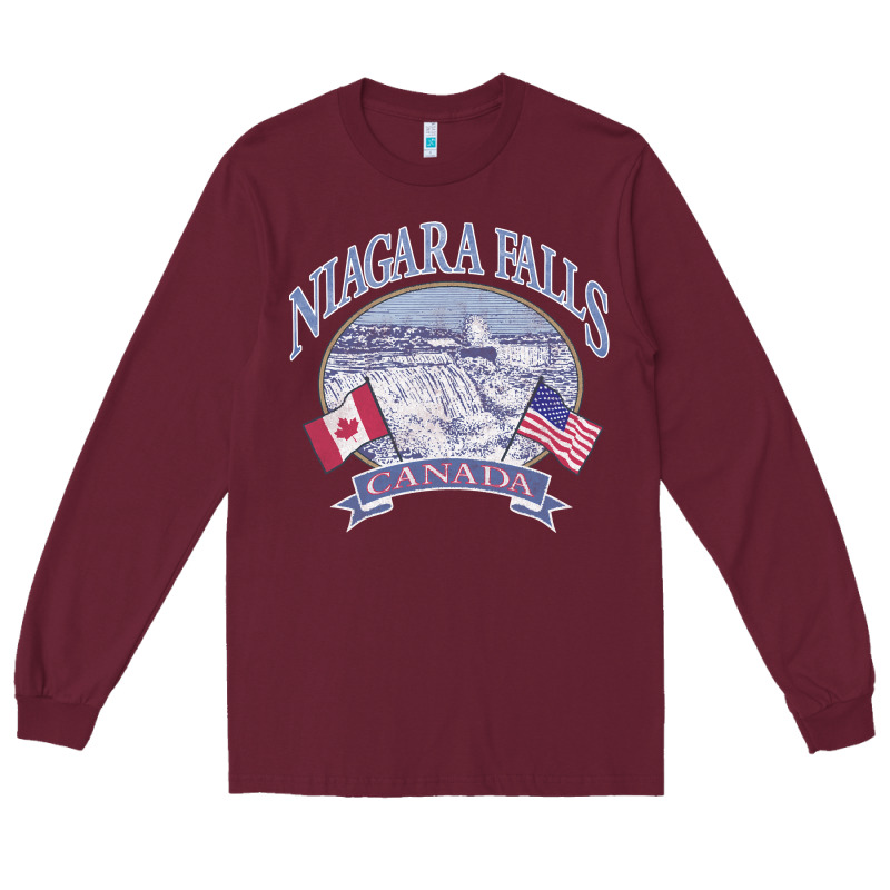 Americana Niagara Falls Scene Canada America Flags Sweatshirt Long Sleeve Tee by linhVisuals | Teevron