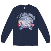 Navy americana niagara falls scene canada america flags sweatshirt Long Sleeve Tee - linhVisuals