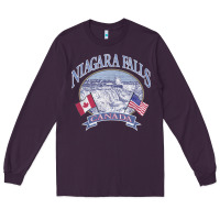 Plum americana niagara falls scene canada america flags sweatshirt Long Sleeve Tee - linhVisuals
