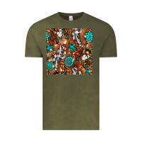 Vintage Olive western gemstone aztec seamless pattern Vintage Tee - BundleAndBundleShop