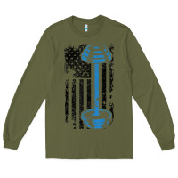 Army Green american flag gym and fitness  weight lifting gift t shirt Long Sleeve Tee - linhVisuals